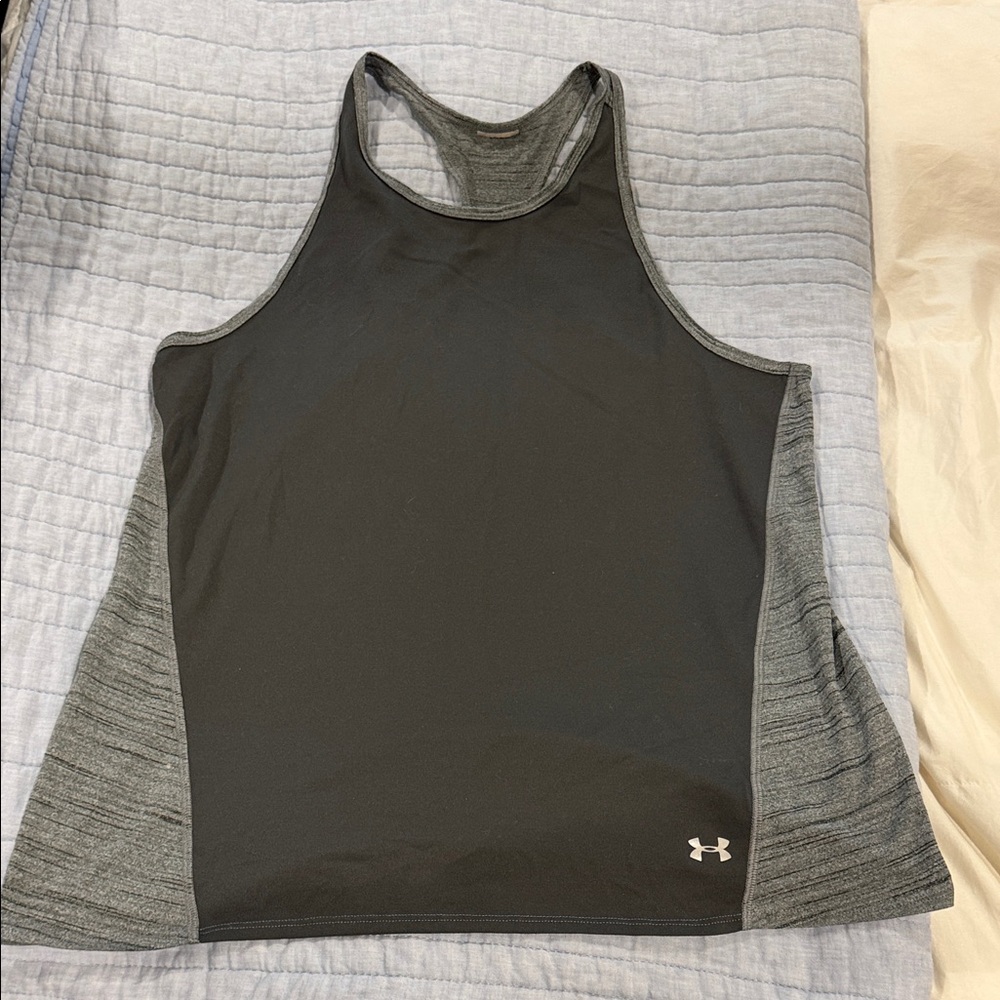 Under Armour Black Racerback Tank with Heather Gray Panels